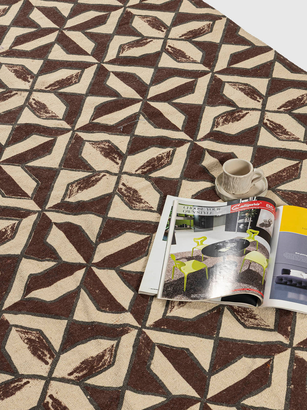Kashida Wool Printed Rug Contrast Living