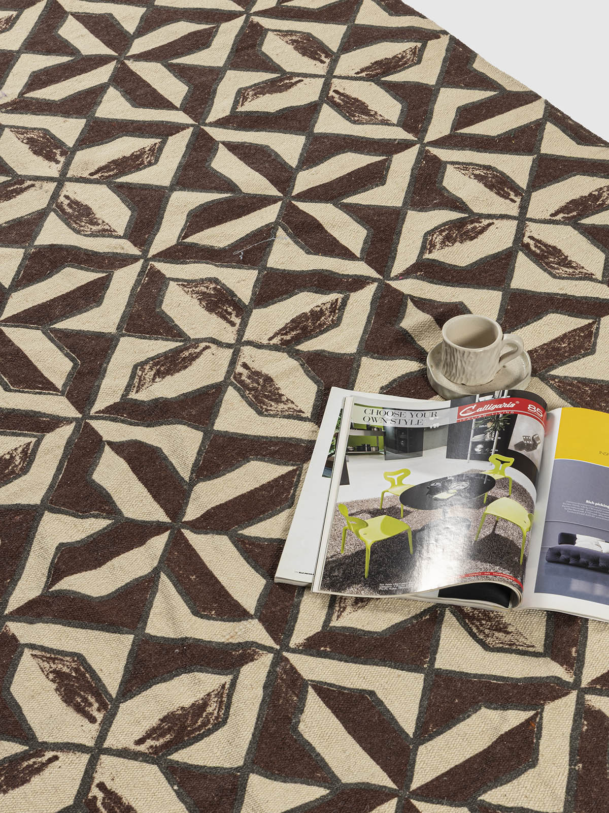 Kashida Wool Printed Rug Contrast Living