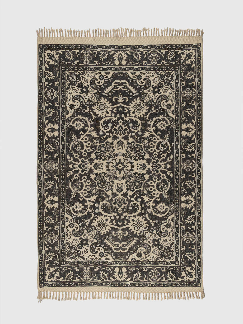 Charbagh Wool Printed Rug Contrast Living