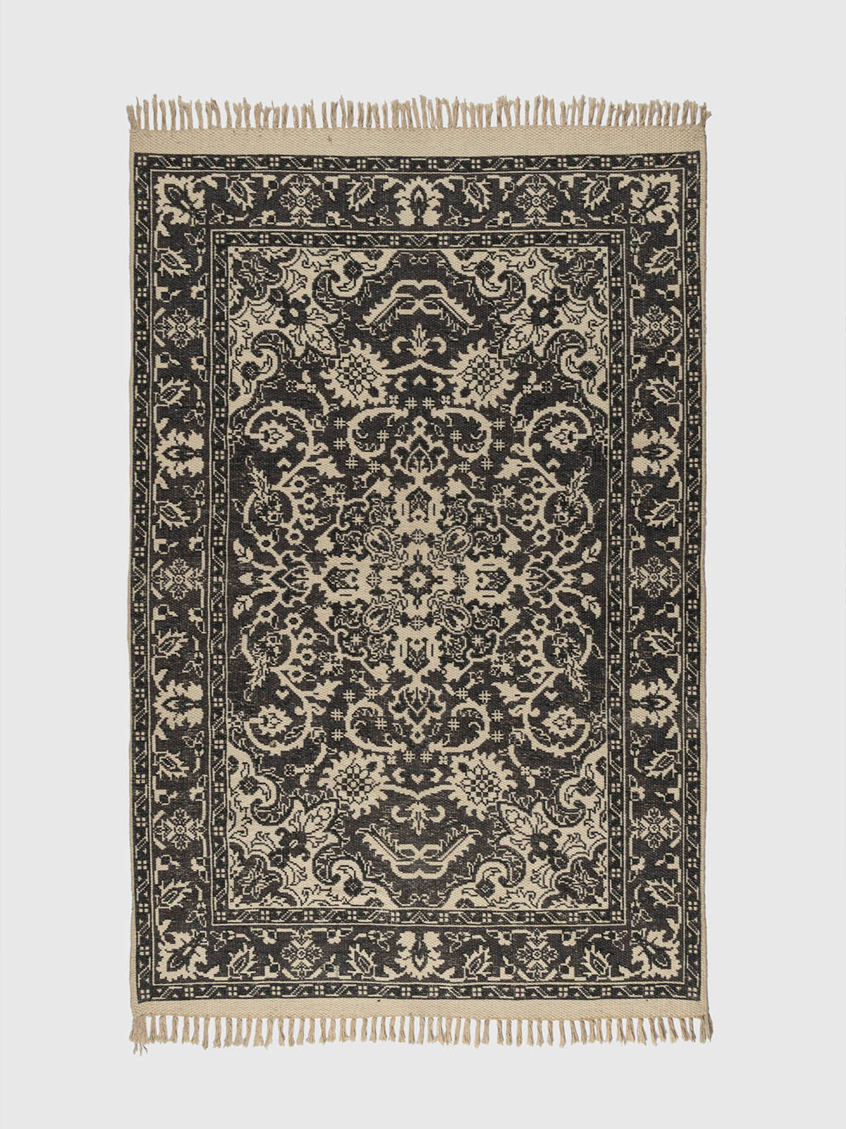Charbagh Wool Printed Rug Contrast Living