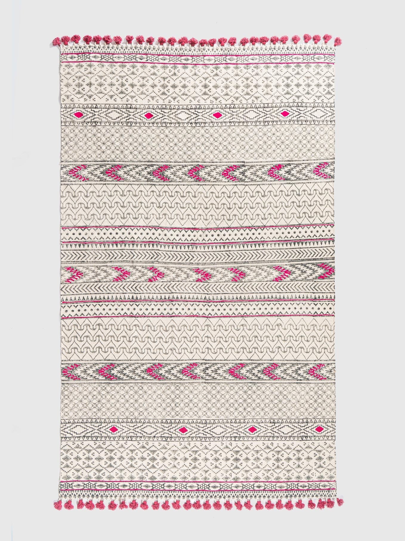 Fuchsia Trail Printed Rug Contrast Living