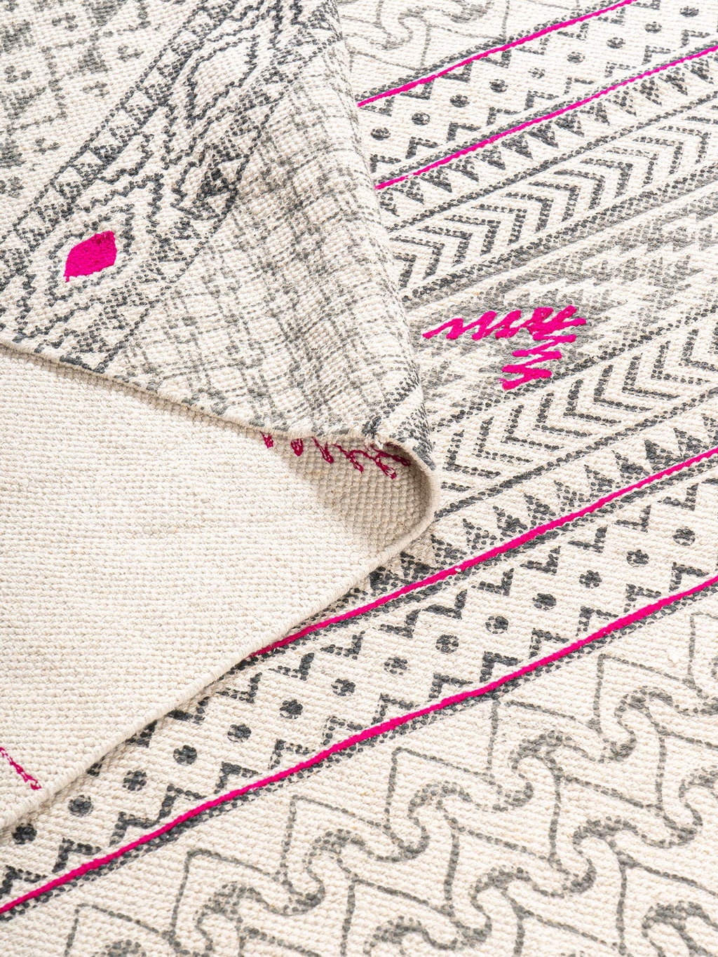 Fuchsia Trail Printed Rug Contrast Living
