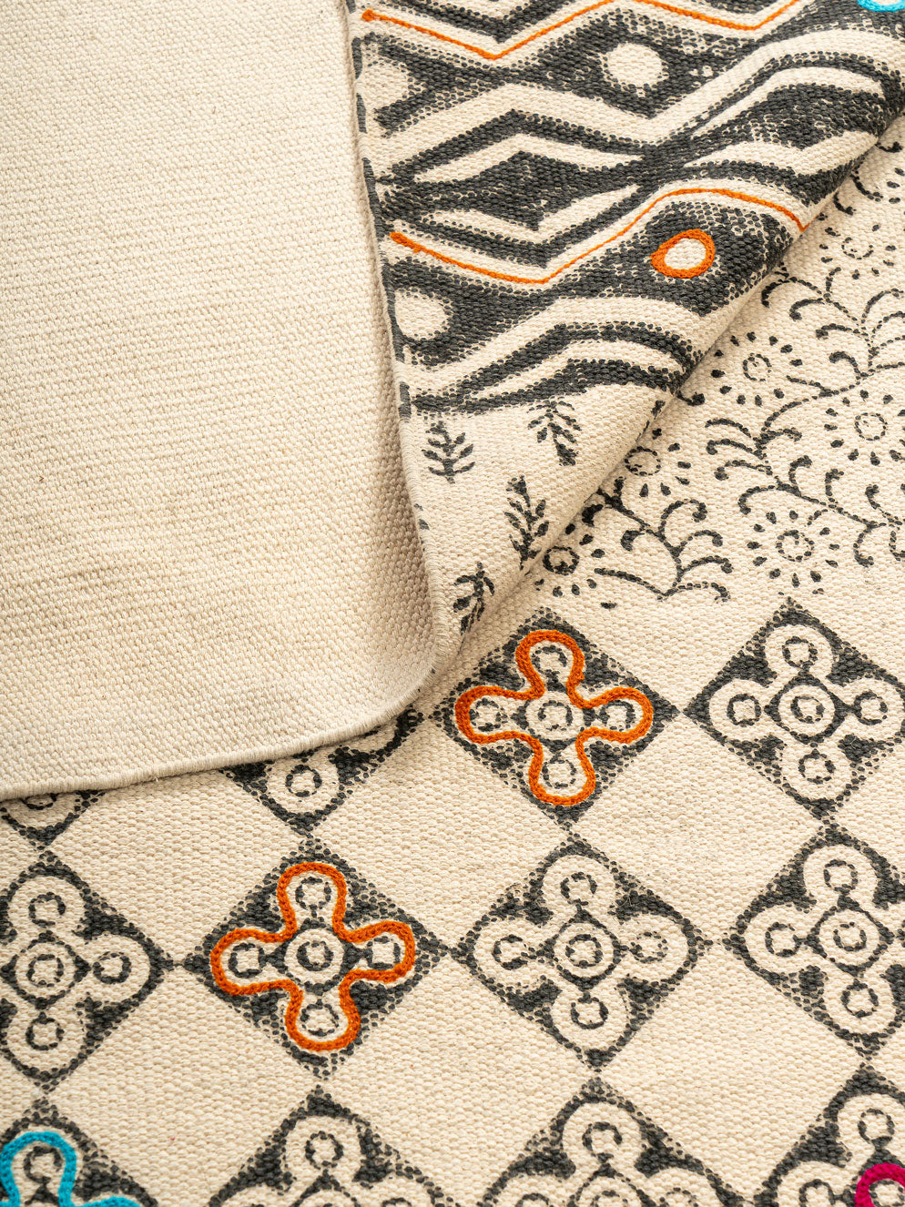 Tabchen Cotton Printed Rug Contrast Living