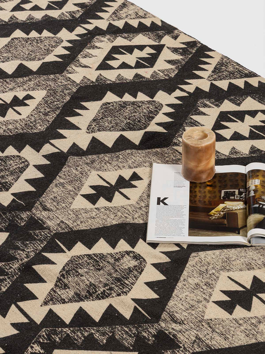 Naqqashi Wool Printed Rug Contrast Living