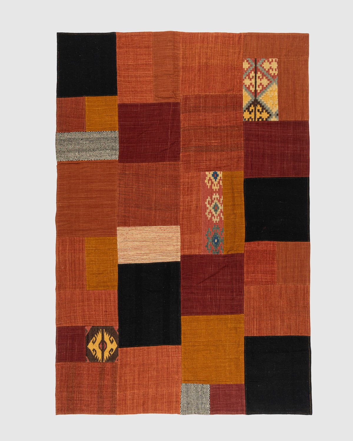 Barmer Clay Wool Patch Rug Contrast Living