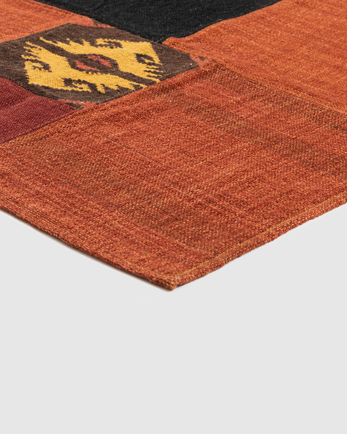 Barmer Clay Wool Patch Rug Contrast Living