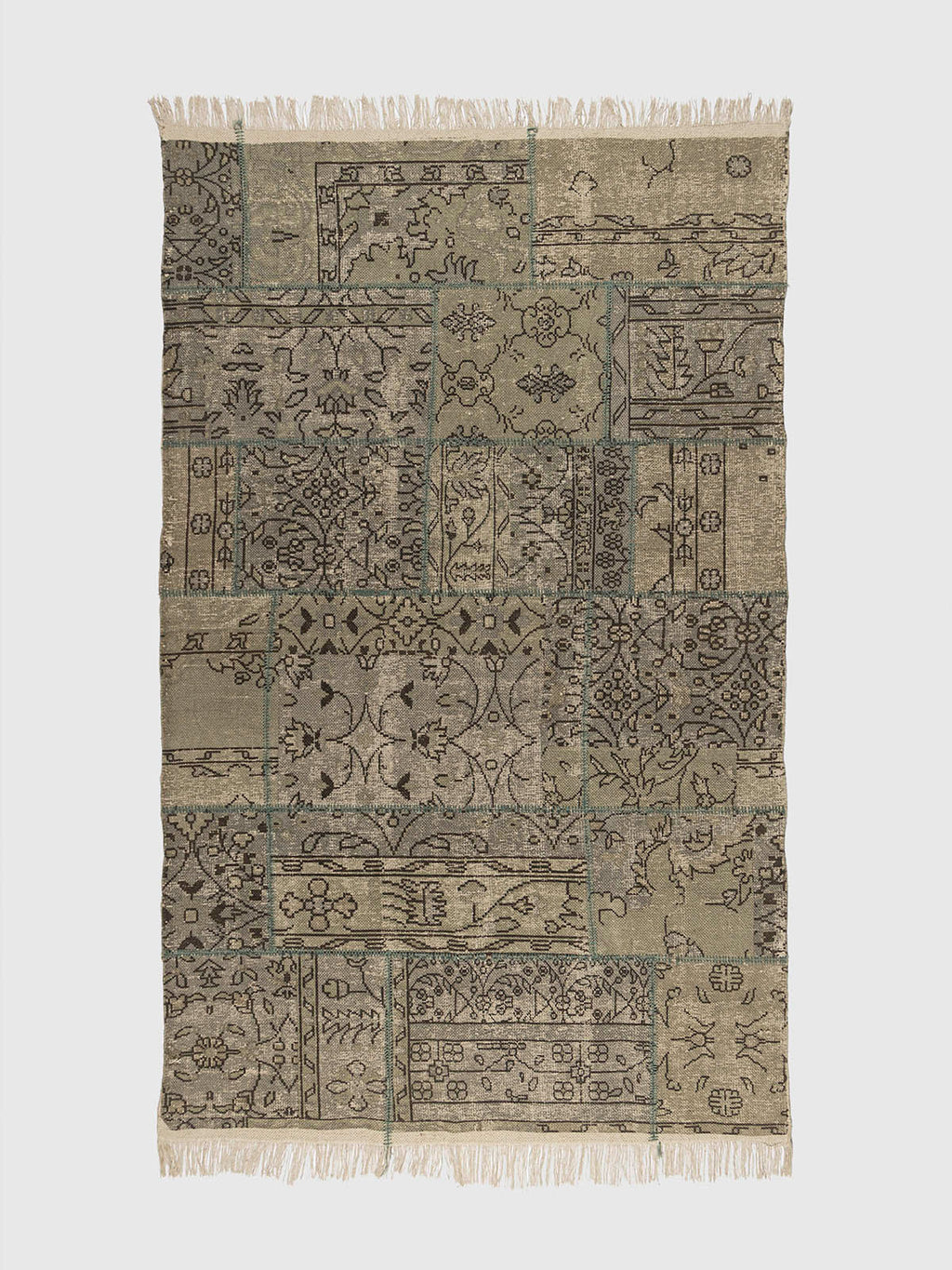 Motibagh Cotton Printed Patch Rug Contrast Living