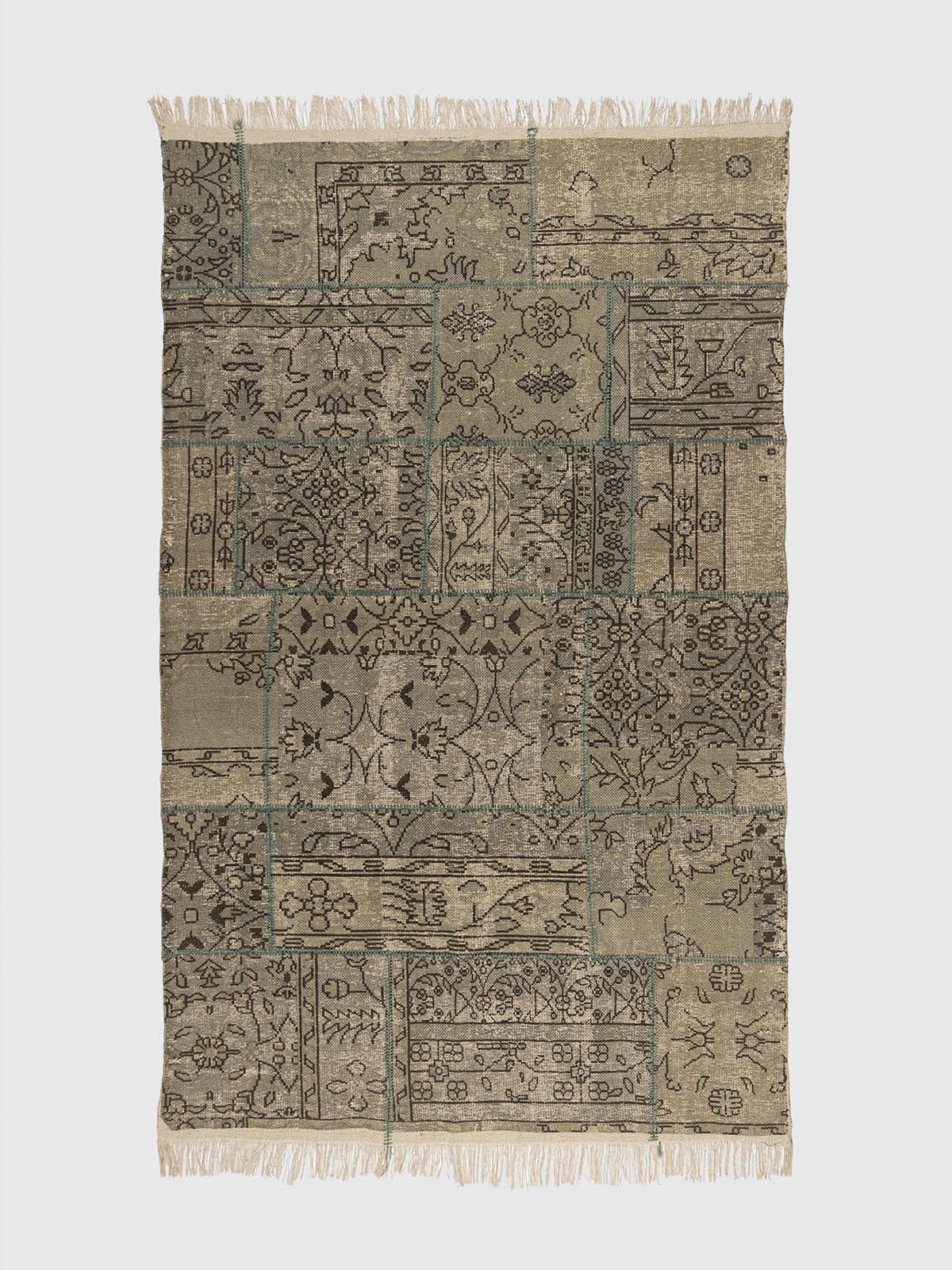 Motibagh Cotton Printed Patch Rug Contrast Living