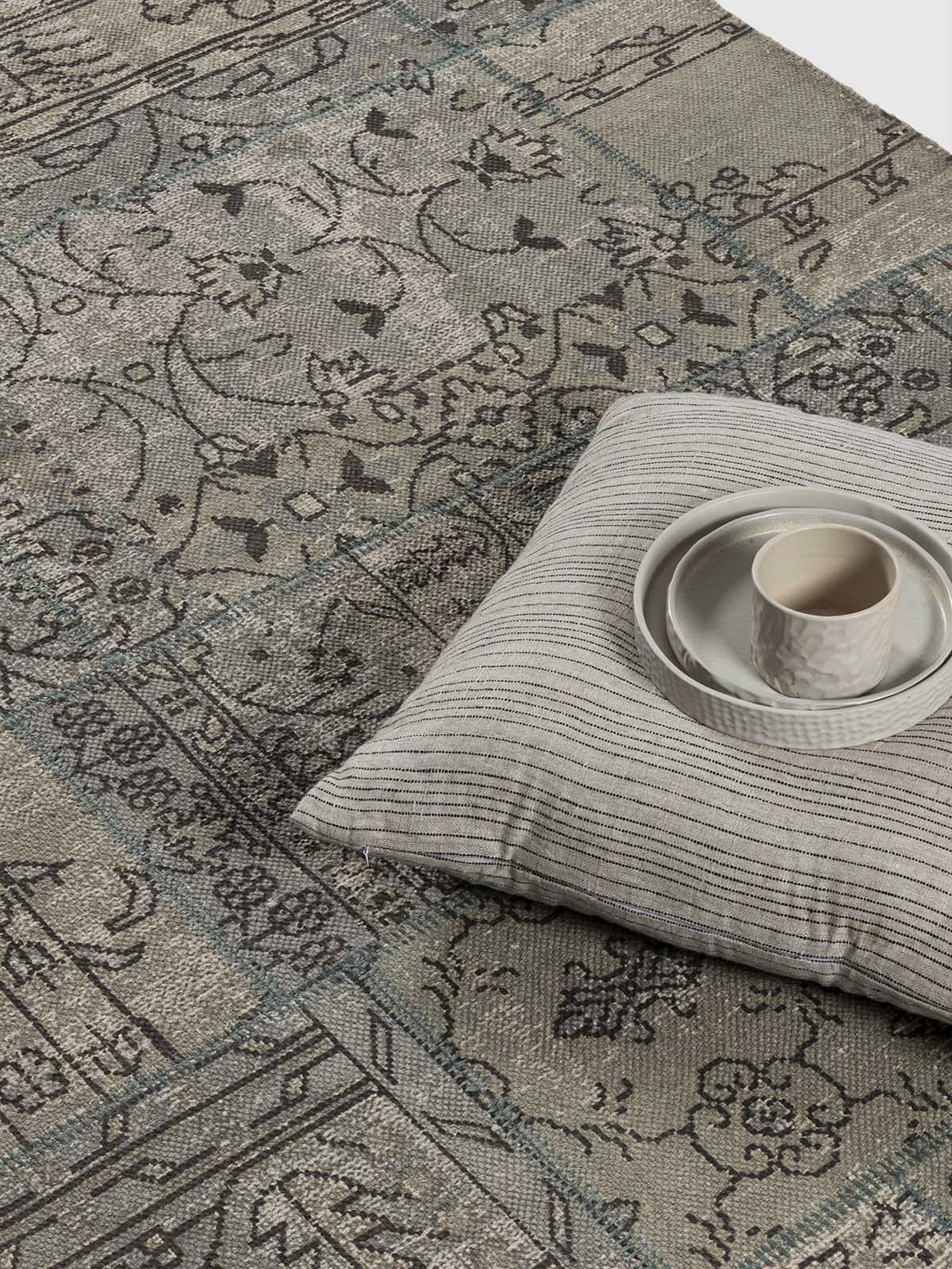 Motibagh Cotton Printed Patch Rug Contrast Living