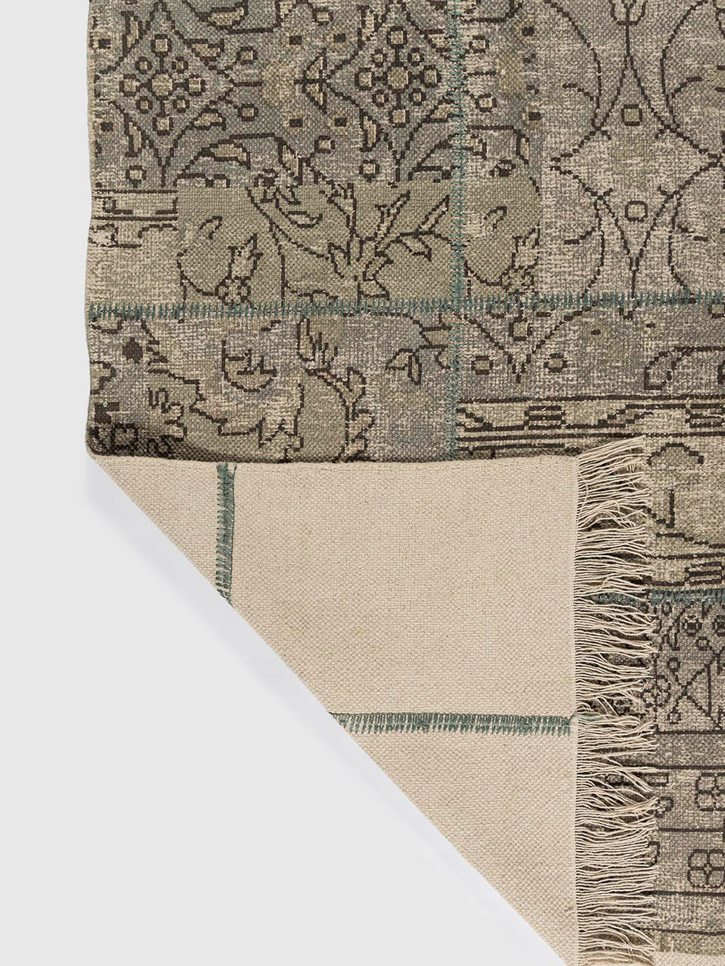 Motibagh Cotton Printed Patch Rug Contrast Living