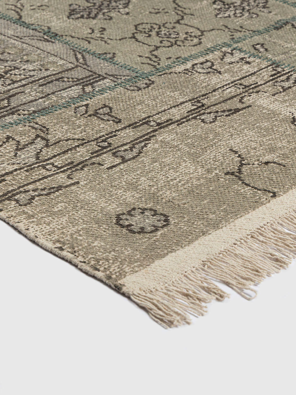 Motibagh Cotton Printed Patch Rug Contrast Living