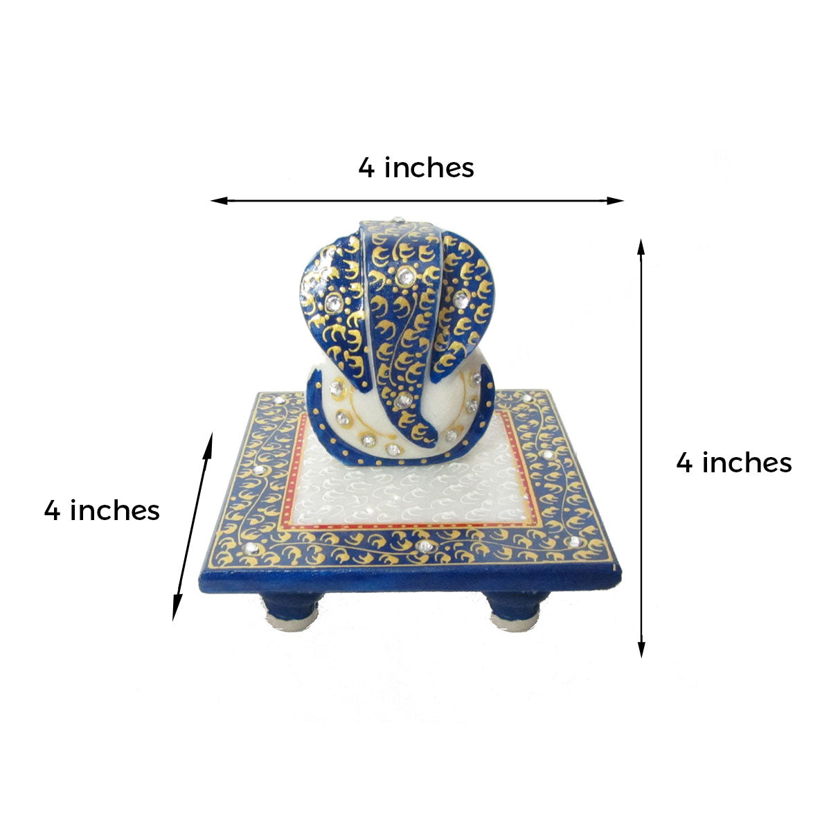 Designer Stone Rakhi with Lord Ganesha Marble Chowki and Roli Tikka Matki, Best Wishes Greeting Card Kafalo