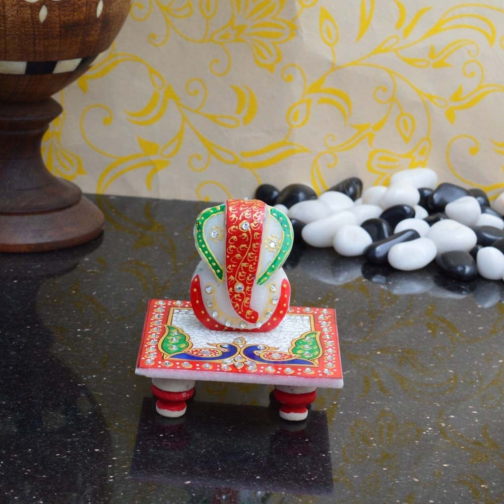 Lord Ganesha with Peacock on Chowki Kafalo