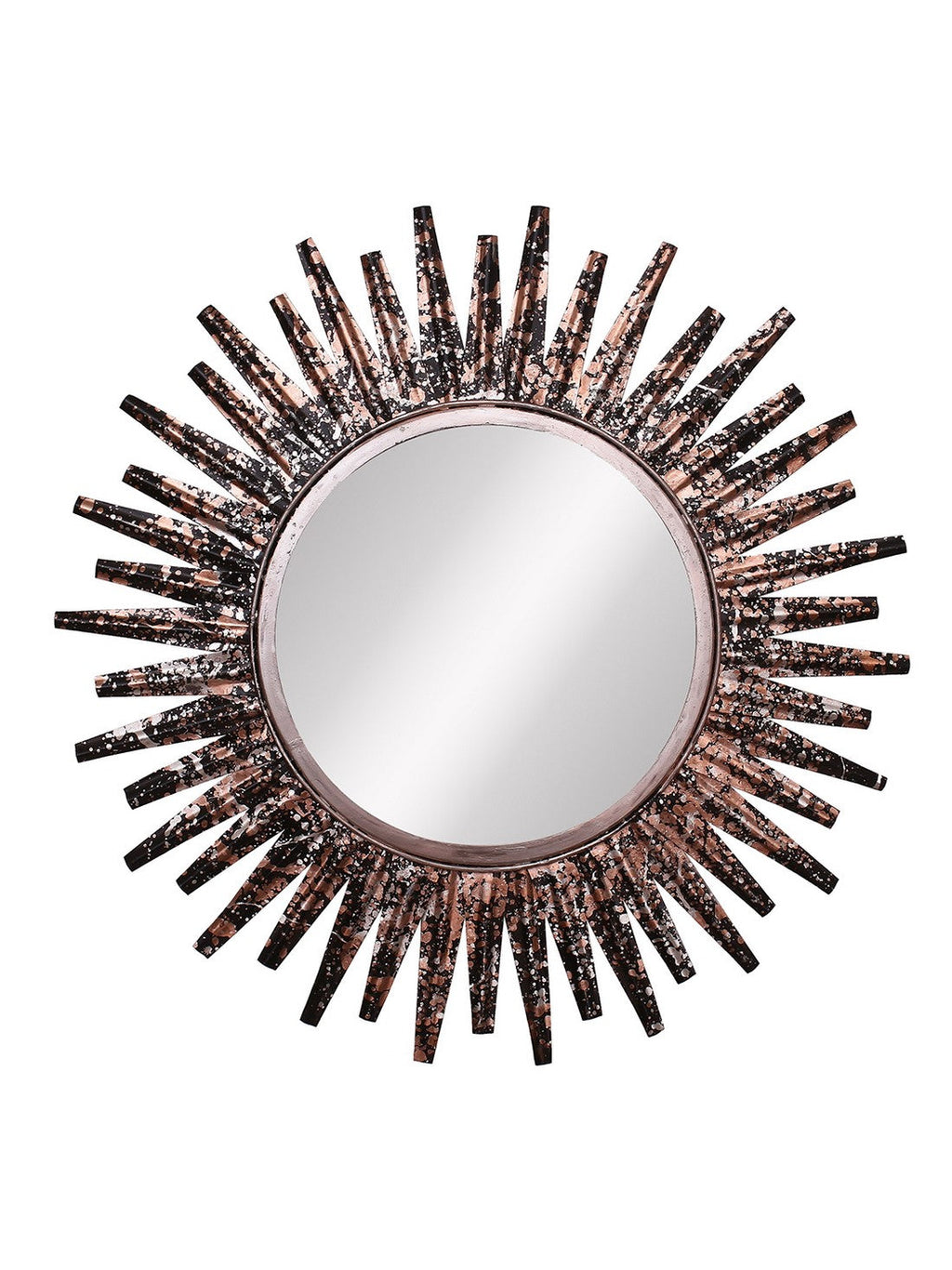 Brown, Copper and Black Decorative Metal Handcarved Wall Mirror