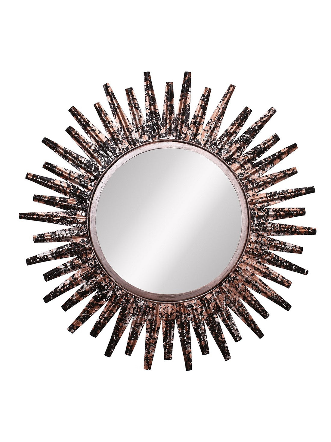 Brown, Copper and Black Decorative Metal Handcarved Wall Mirror