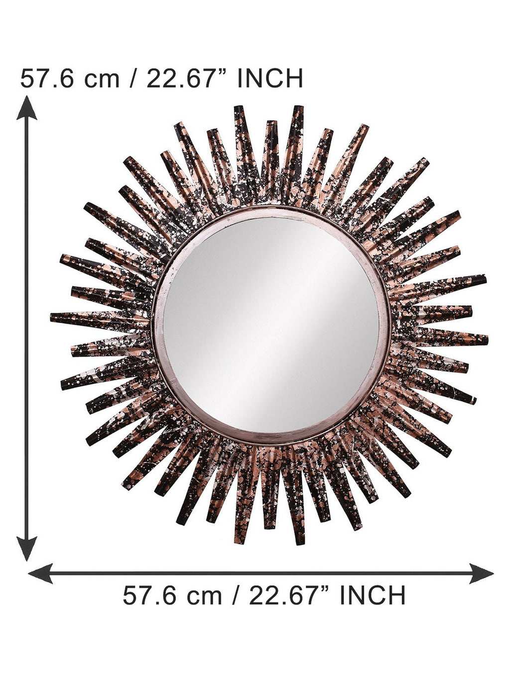 Brown, Copper and Black Decorative Metal Handcarved Wall Mirror