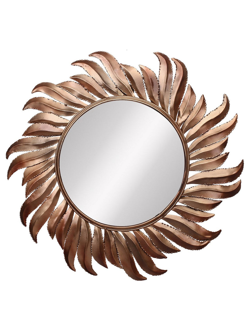 Golden and Brown Decorative Metal Handcarved Wall Mirror