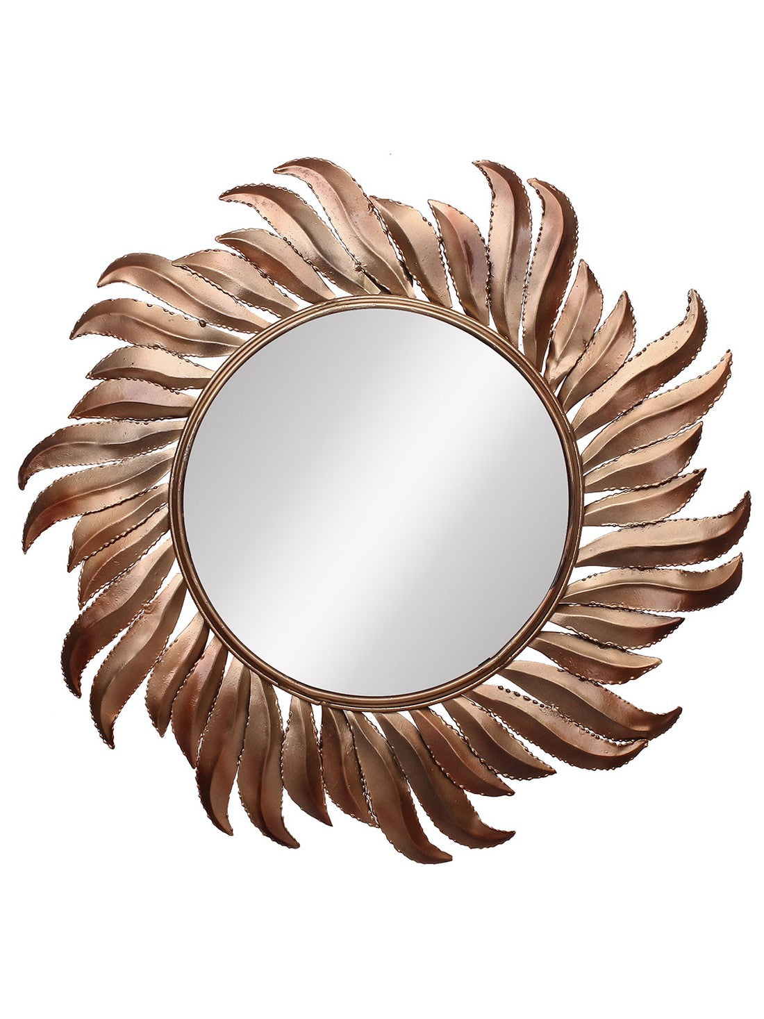 Golden and Brown Decorative Metal Handcarved Wall Mirror