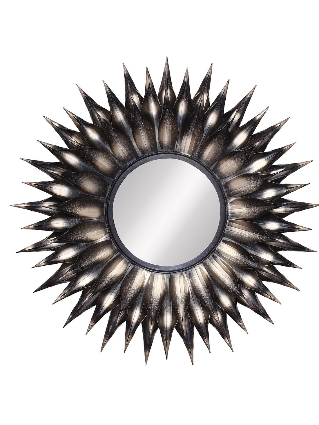 Brown and Black Decorative Metal Handcarved Wall Mirror