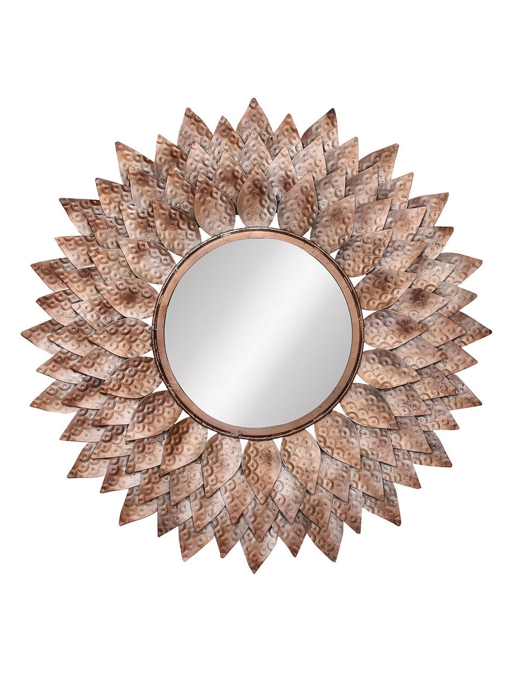 Brown, Copper and Black Decorative Metal Handcarved Wall Mirror