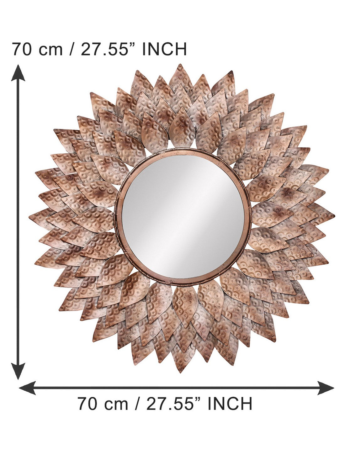 Brown, Copper and Black Decorative Metal Handcarved Wall Mirror