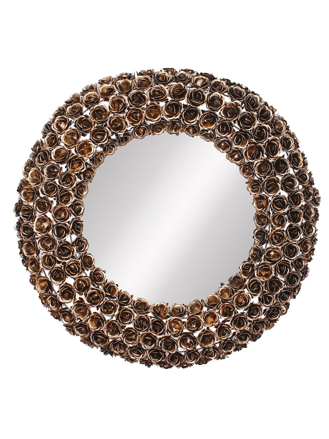 Golden, Brown and Black Decorative Metal Handcarved Wall Mirror Kafalo
