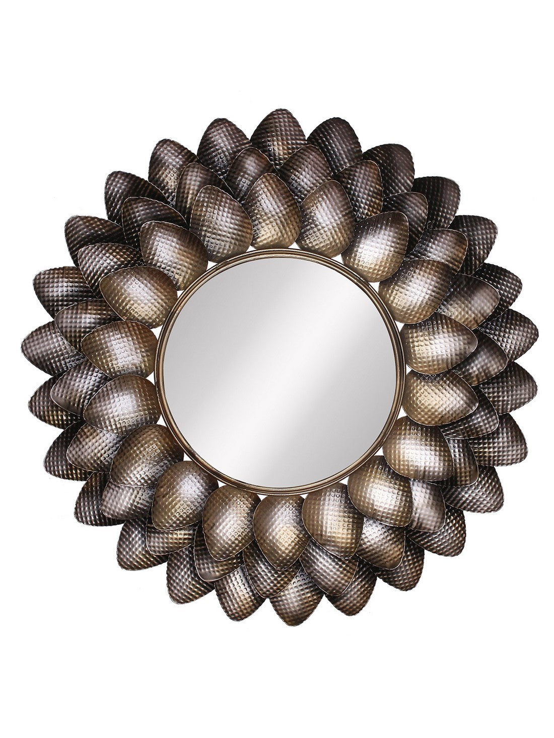 Black and Brown Decorative Metal Handcarved Wall Mirror Kafalo