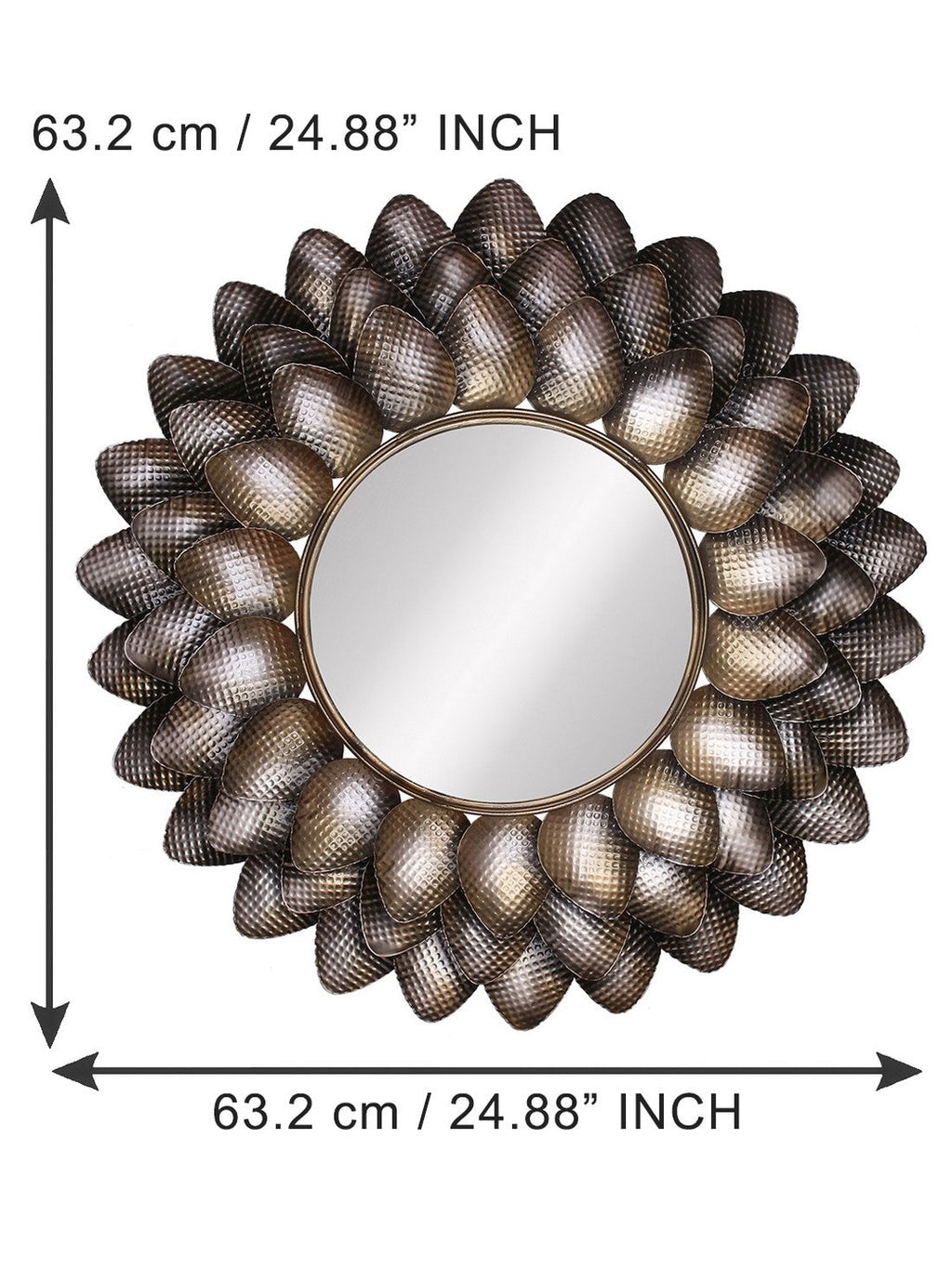 Black and Brown Decorative Metal Handcarved Wall Mirror Kafalo