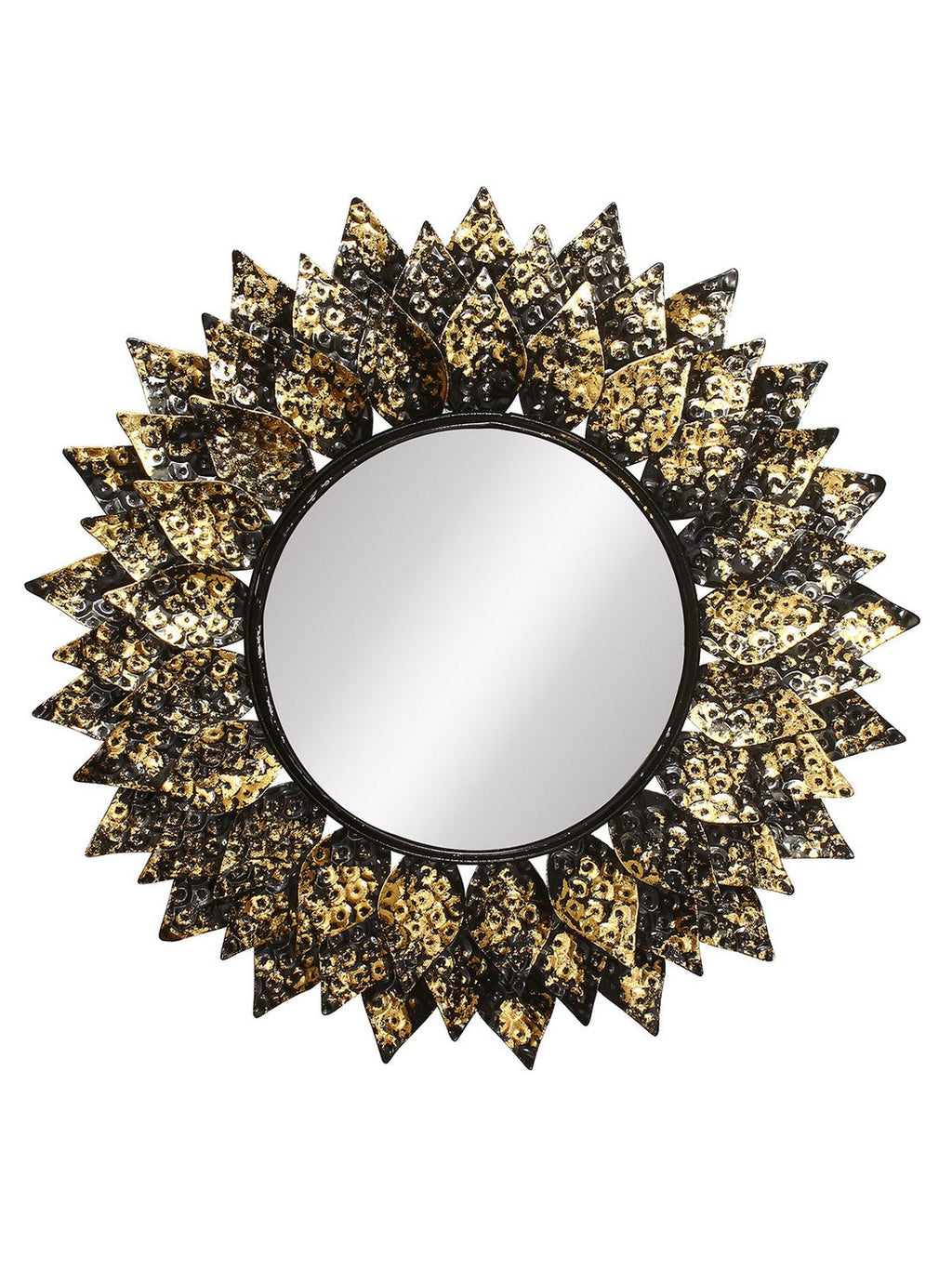Golden and Black Decorative Metal Handcarved Wall Mirror Kafalo