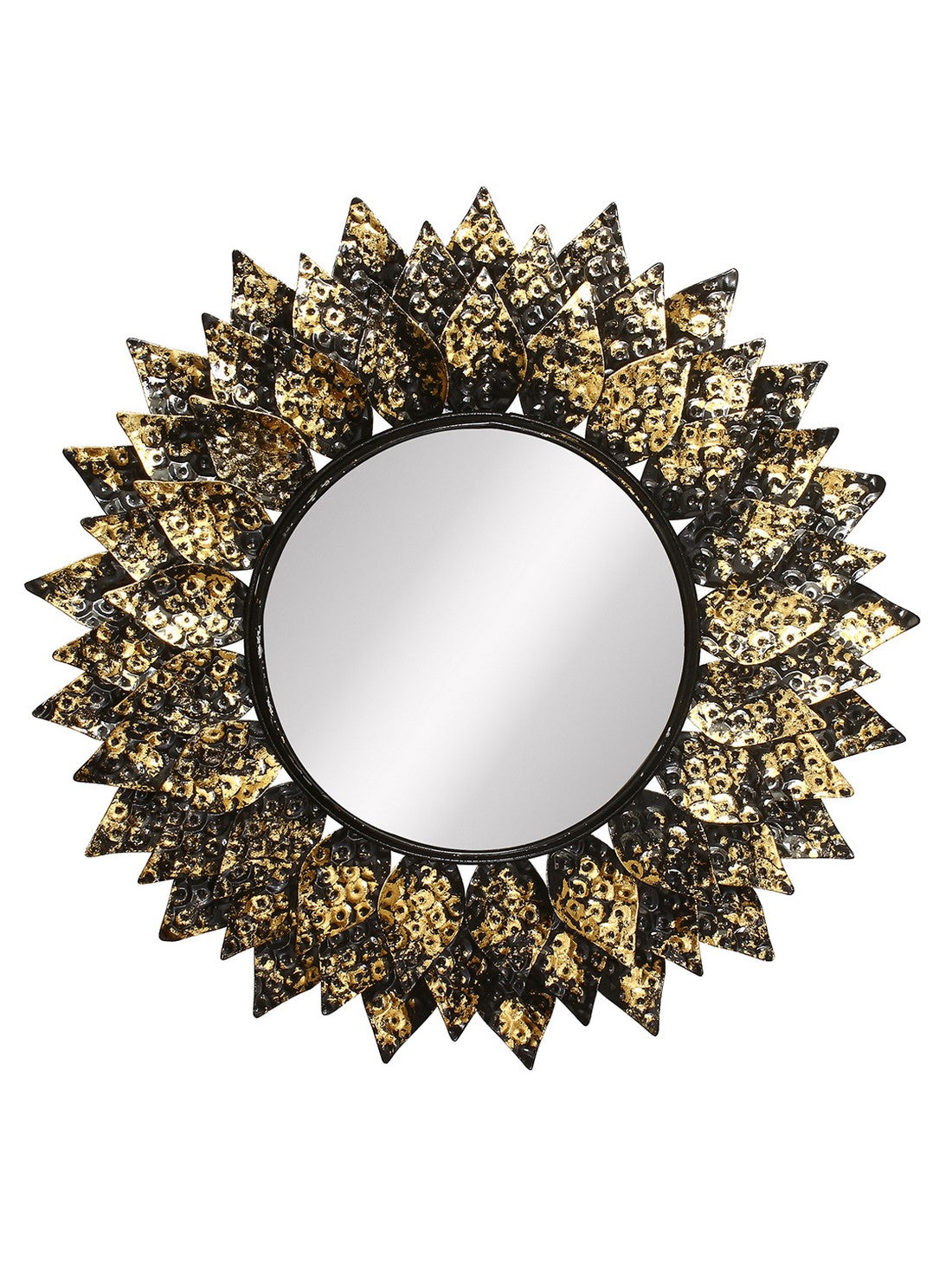 Golden and Black Decorative Metal Handcarved Wall Mirror Kafalo