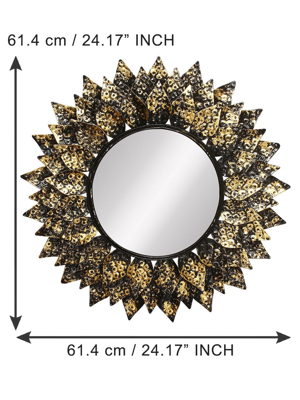 Golden and Black Decorative Metal Handcarved Wall Mirror Kafalo