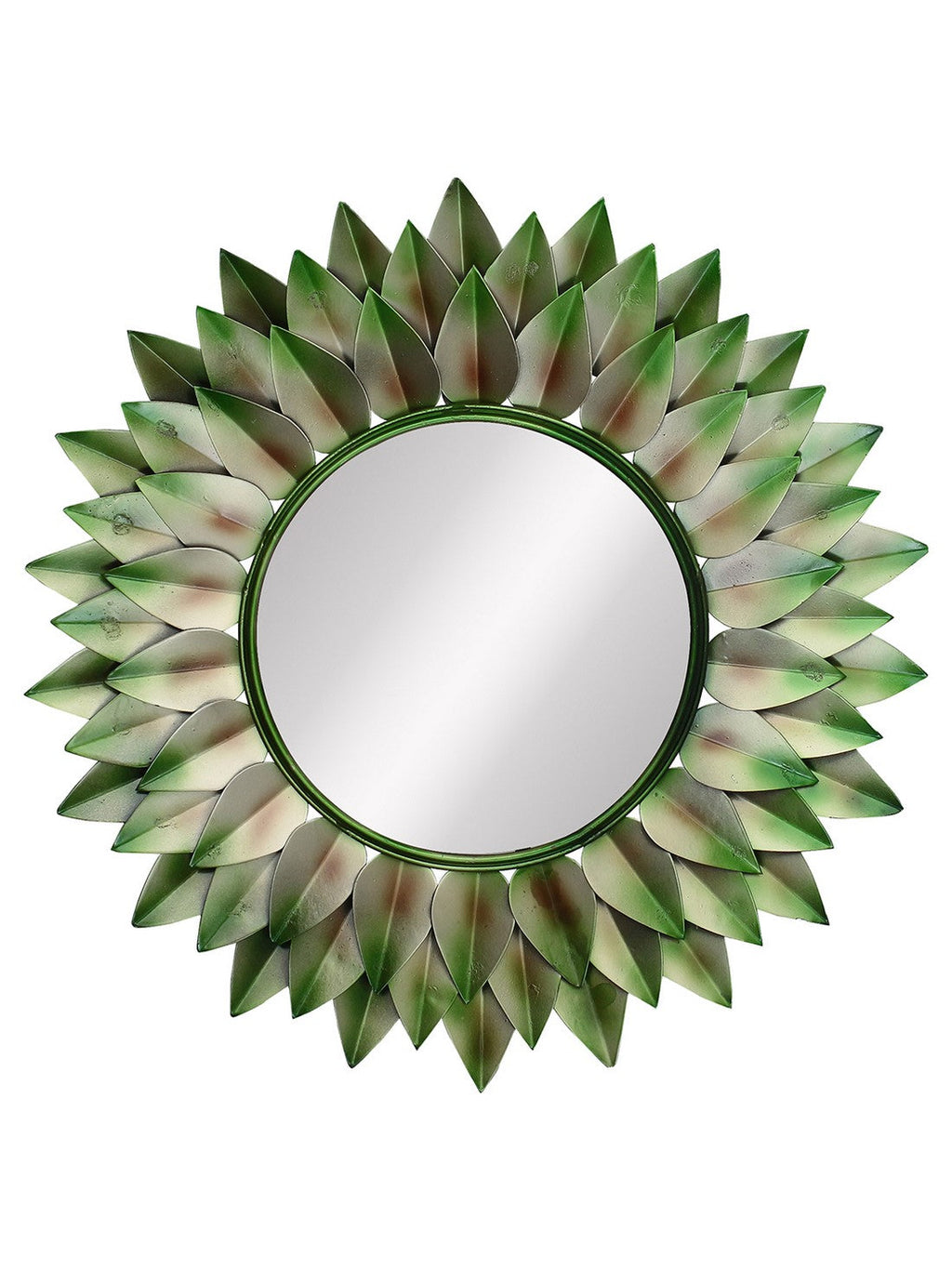 Green, Brown and Black Decorative Metal Handcarved Wall Mirror Kafalo
