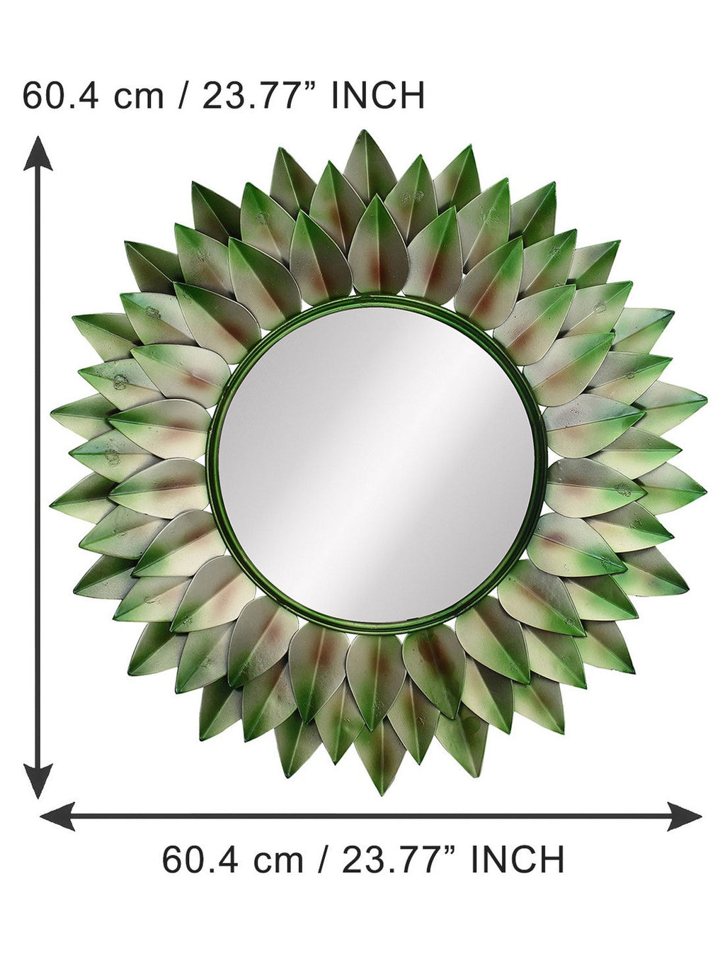 Green, Brown and Black Decorative Metal Handcarved Wall Mirror Kafalo