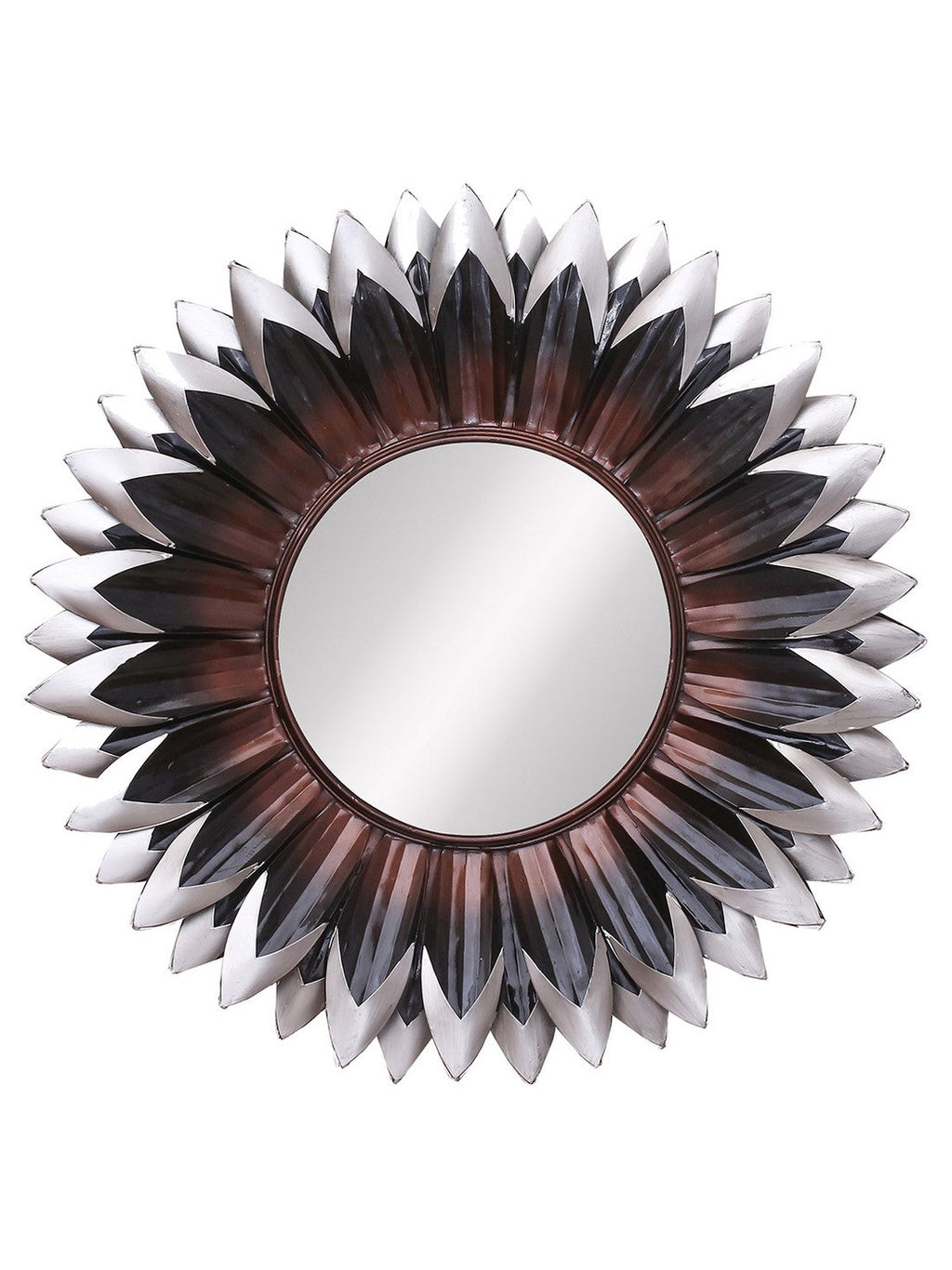Brown, Black and Grey Decorative Metal Handcarved Wall Mirror