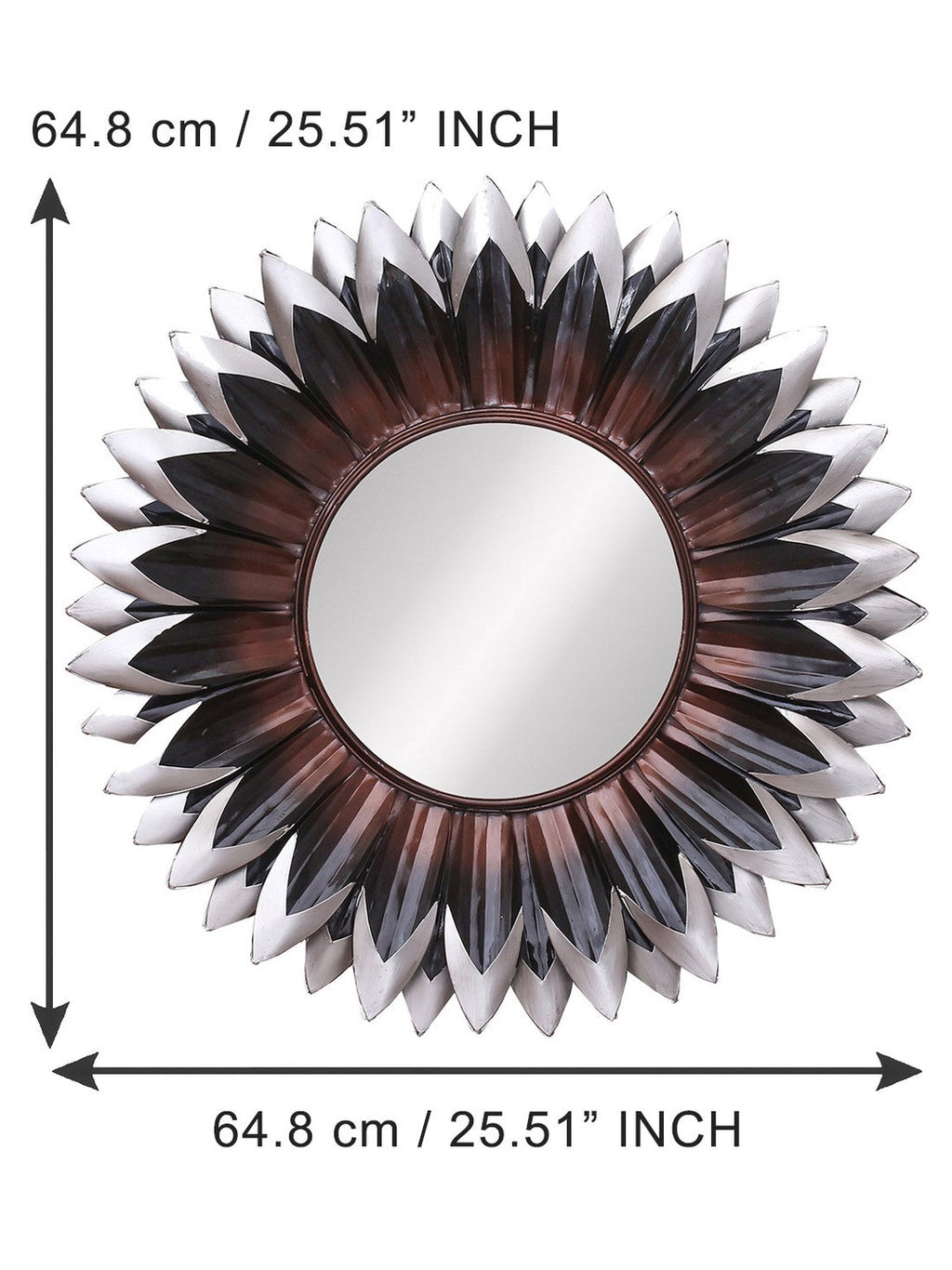 Brown, Black and Grey Decorative Metal Handcarved Wall Mirror