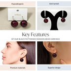 Abstract Patterned Maroon Bead Earrings Nestasia