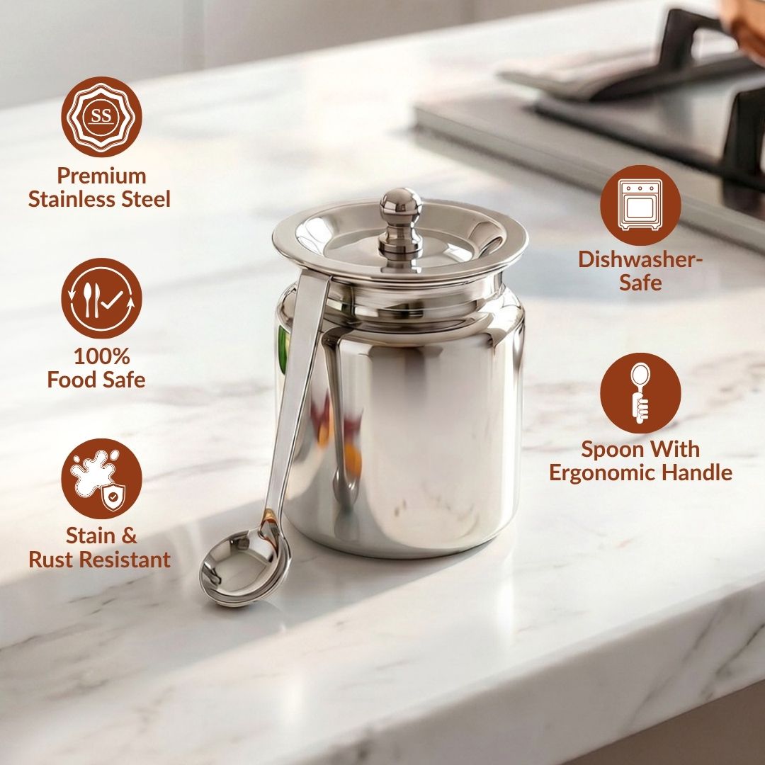 Small Ghee Pot With Spoon 200ml Nestasia