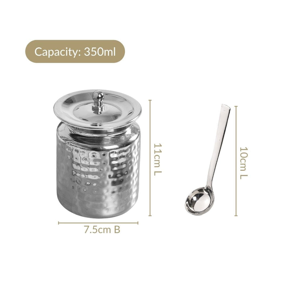 Hammered Ghee Pot With Spoon 350ml Nestasia