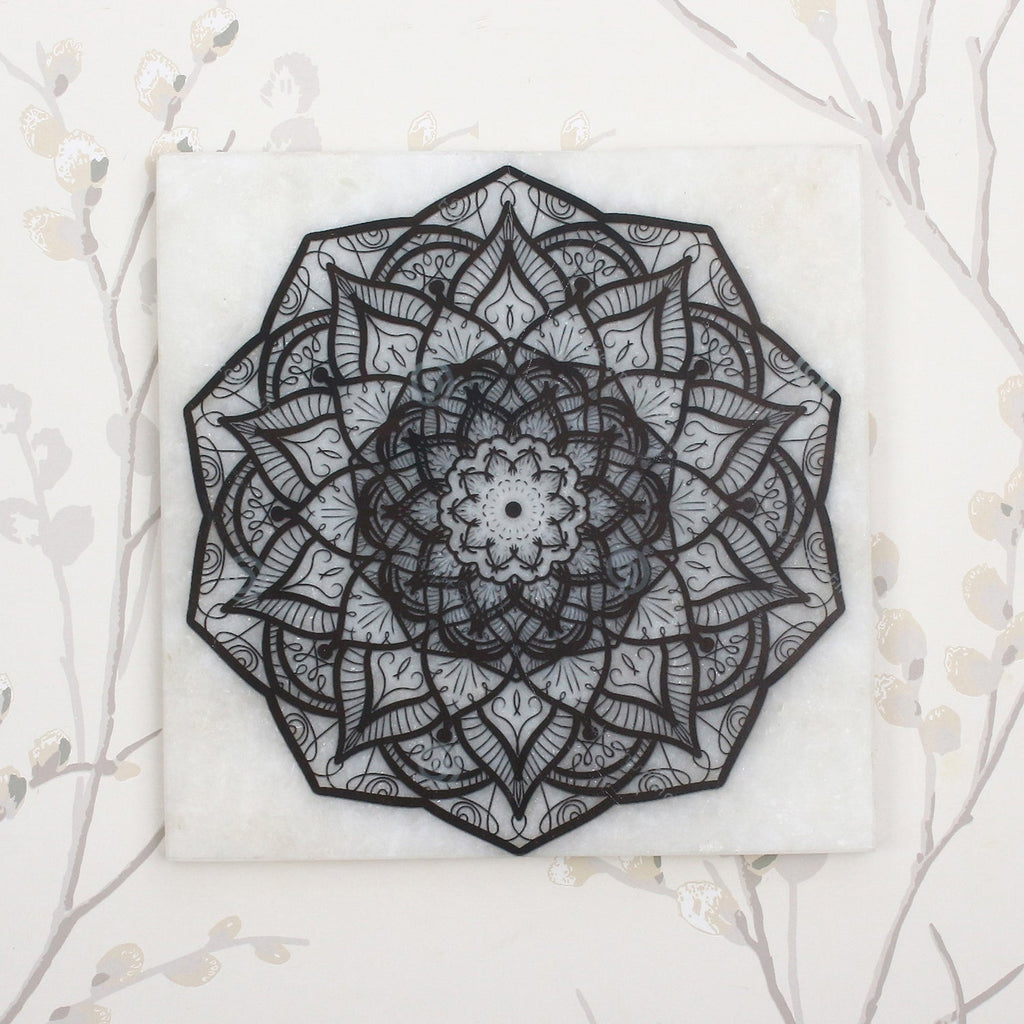 Abstract Rangoli Art Painting On Marble Square Tile Kafalo