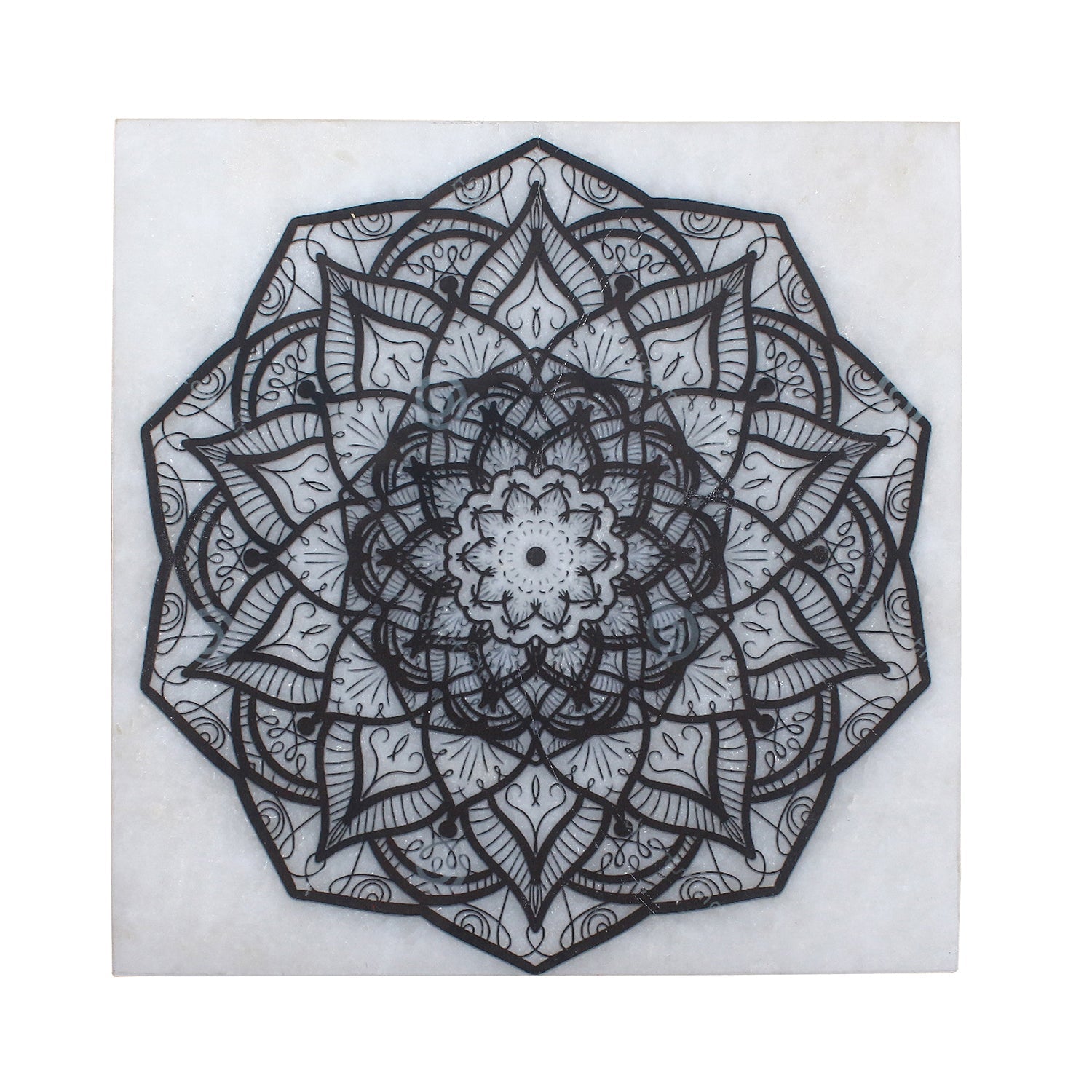 Abstract Rangoli Art Painting On Marble Square Tile Kafalo