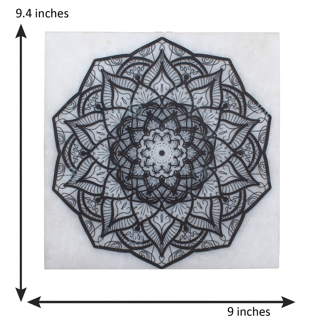 Abstract Rangoli Art Painting On Marble Square Tile Kafalo