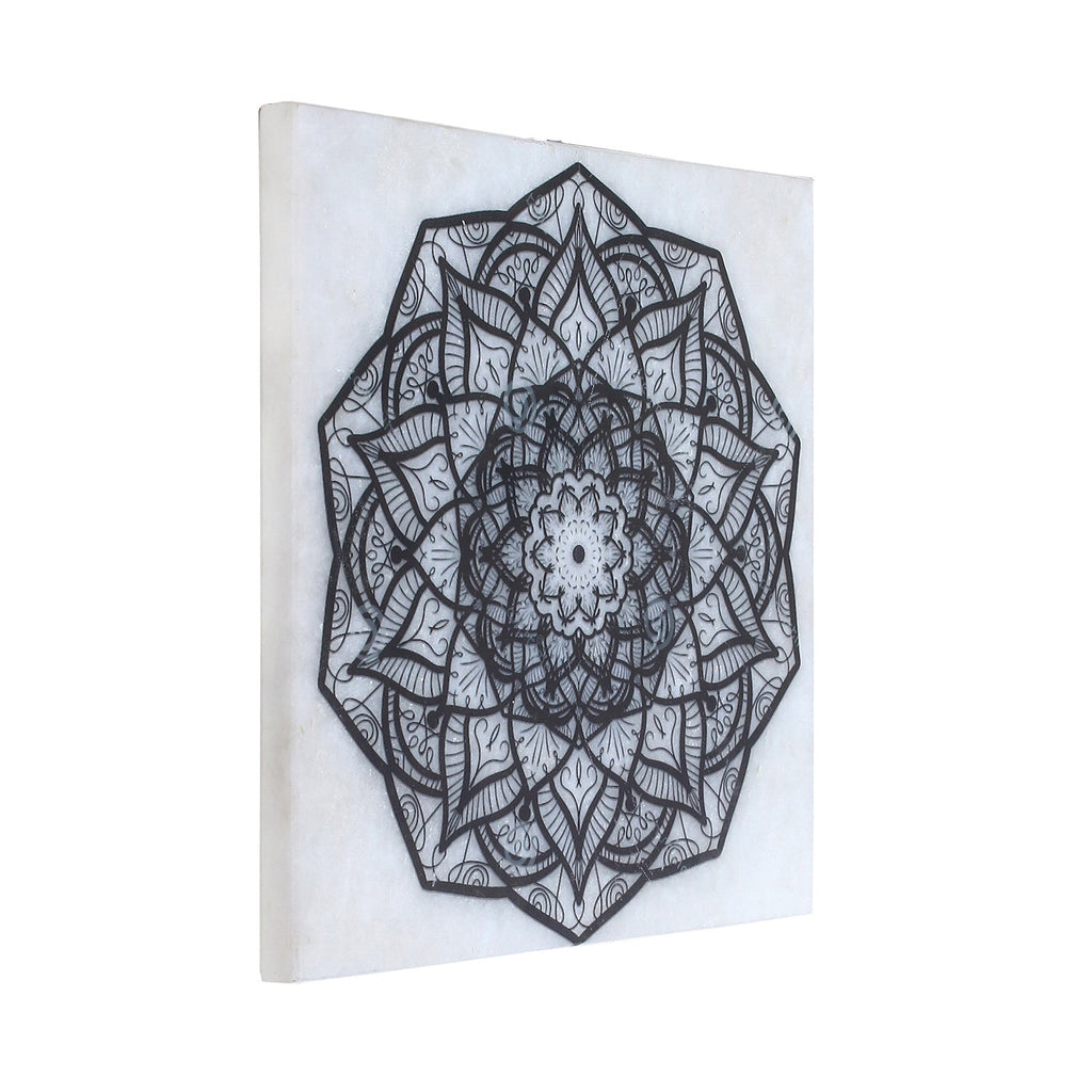 Abstract Rangoli Art Painting On Marble Square Tile Kafalo