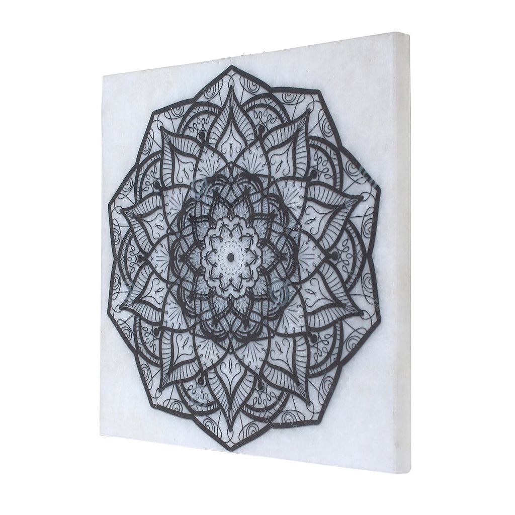 Abstract Rangoli Art Painting On Marble Square Tile Kafalo