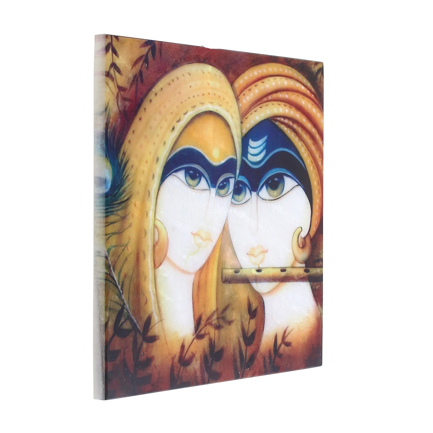 Radha Krishna Painting On Marble Square Tile Kafalo