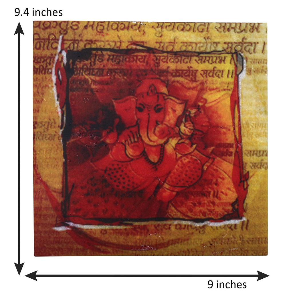 Lord Ganesha Painting On Marble Square Tile Kafalo