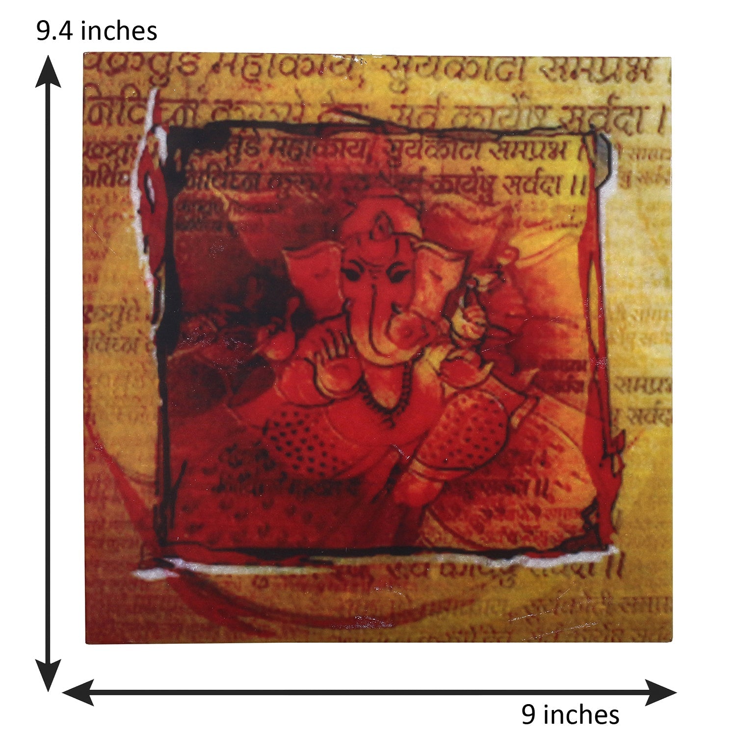 Lord Ganesha Painting On Marble Square Tile Kafalo