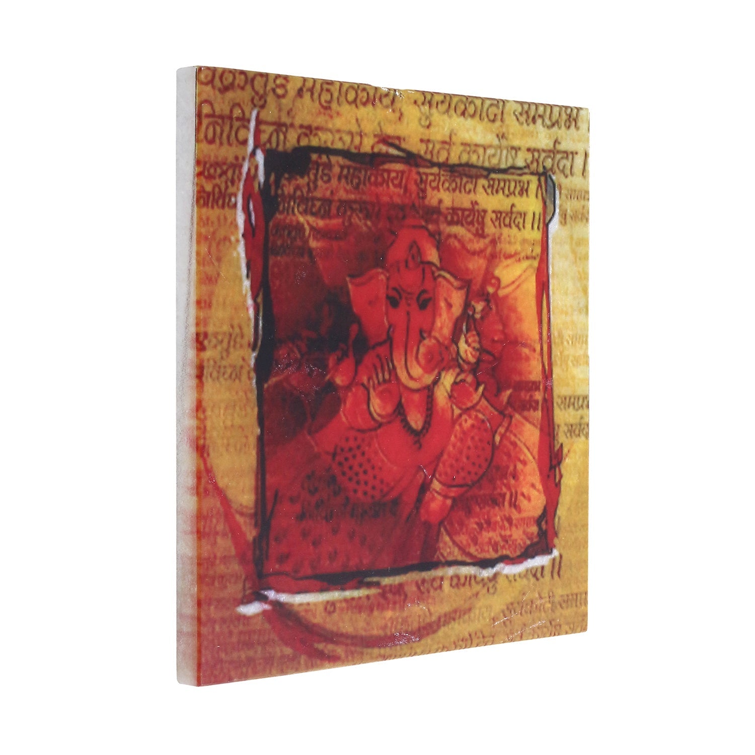 Lord Ganesha Painting On Marble Square Tile Kafalo