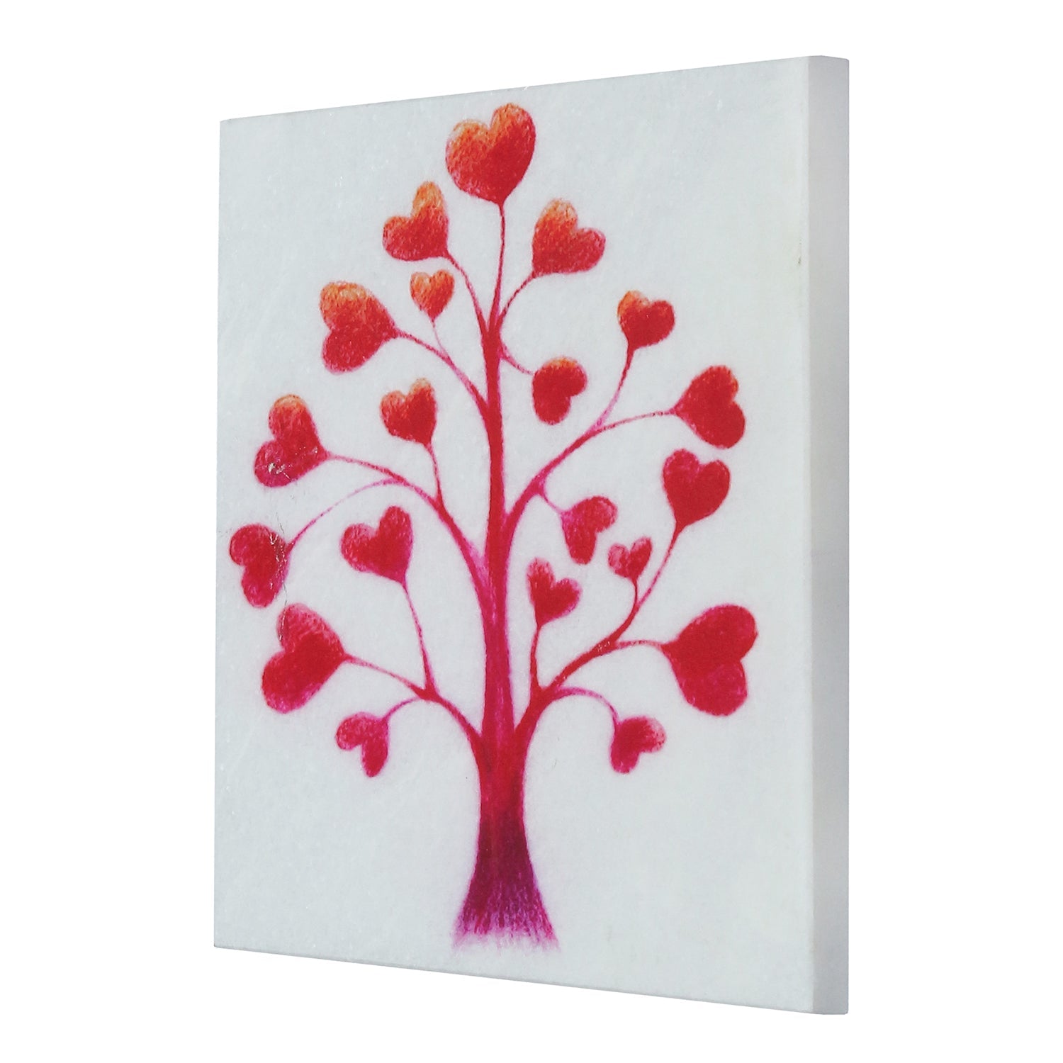 Red Hearts Tree Painting On Marble Square Tile Kafalo