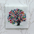 Colorful Hands Tree Painting On Marble Square Tile Kafalo