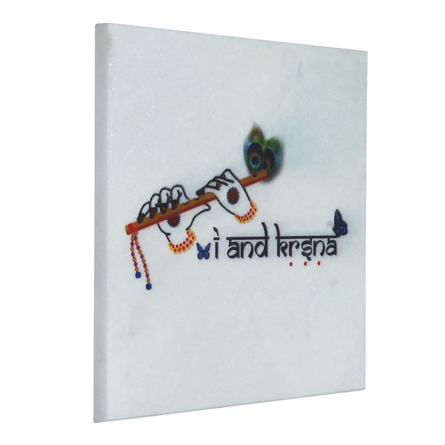 Lord Krishna Flute Painting On Marble Square Tile Kafalo